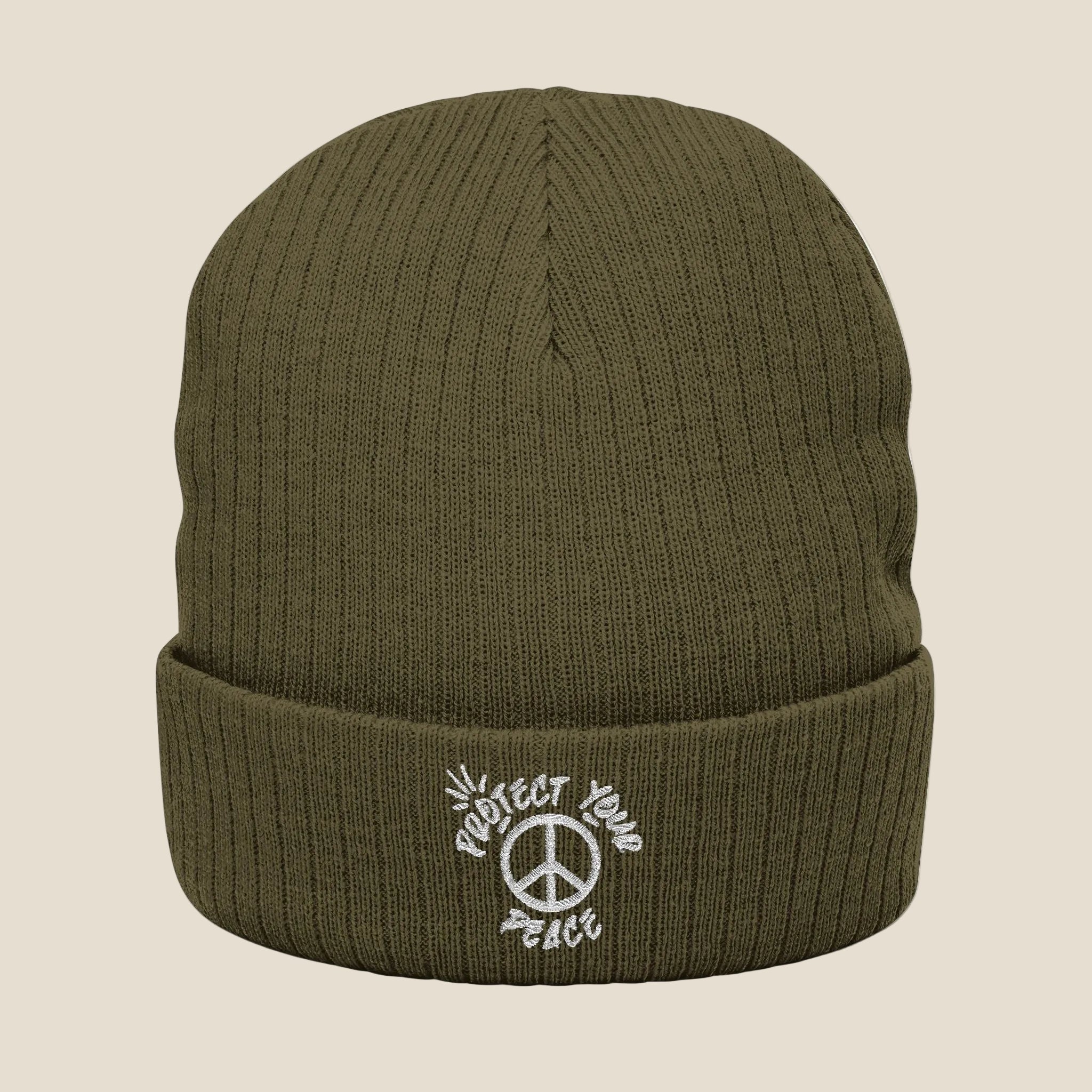 White Protect Your Peace Beanie