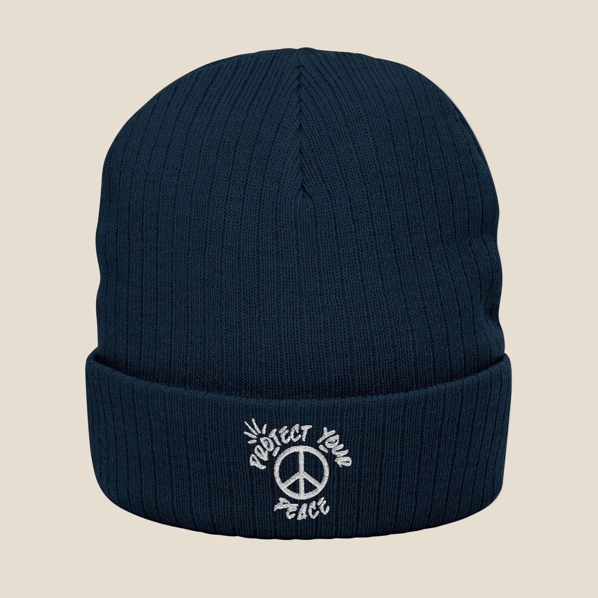 White Protect Your Peace Beanie