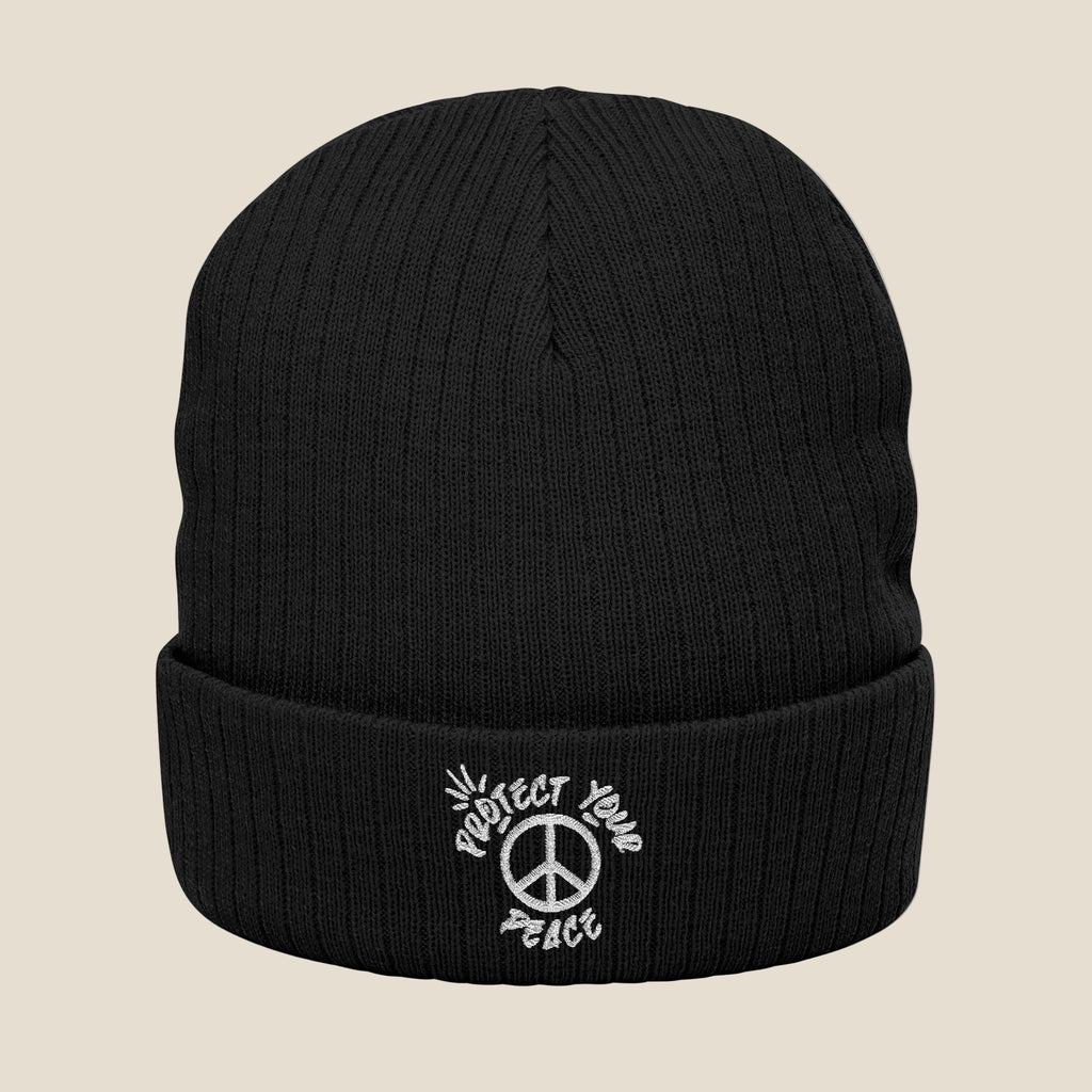 White Protect Your Peace Beanie