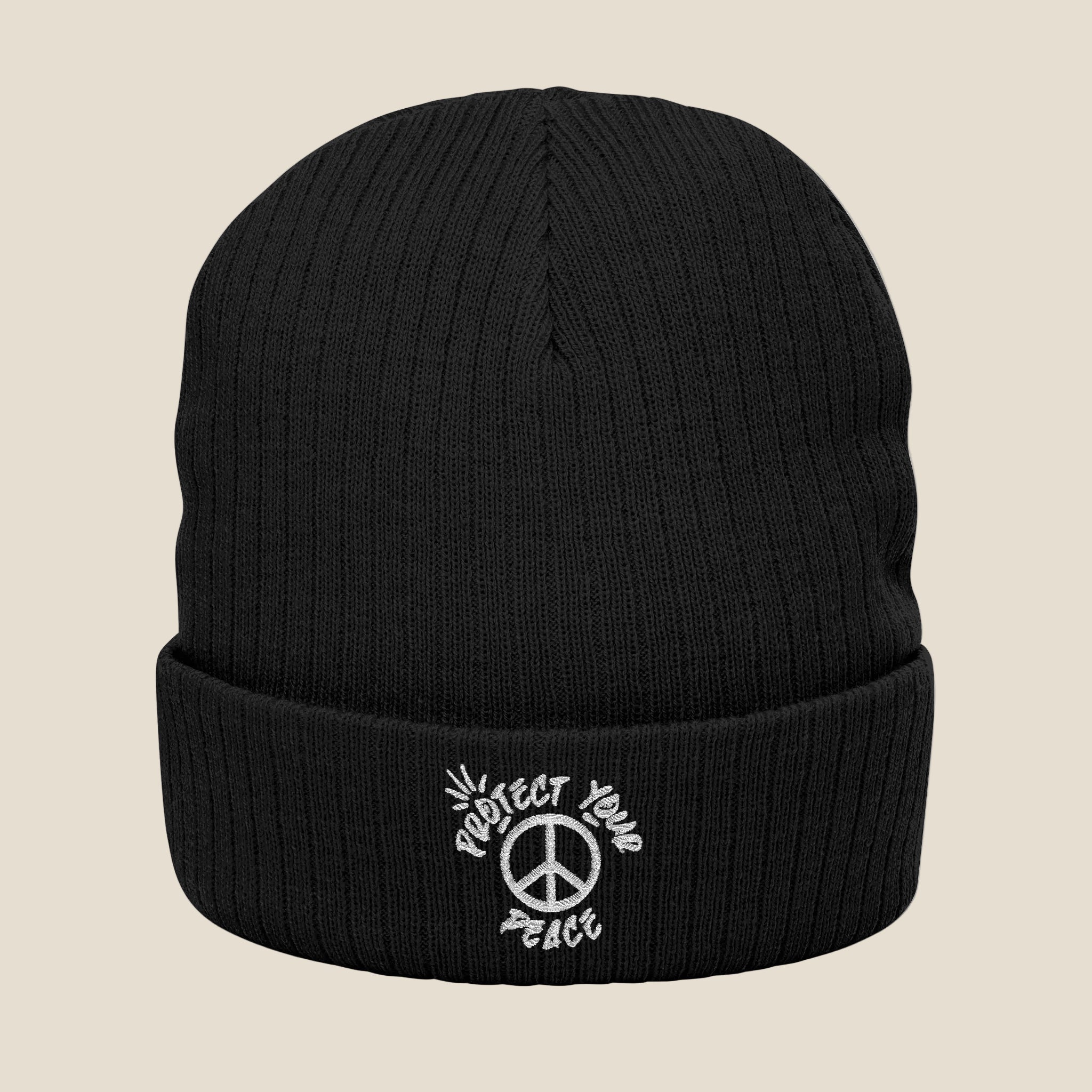 White Protect Your Peace Beanie